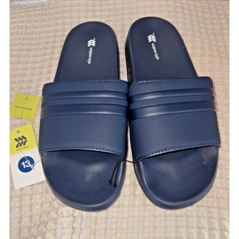 All In Motion Men's Sliders In Navy Blue - Size 13